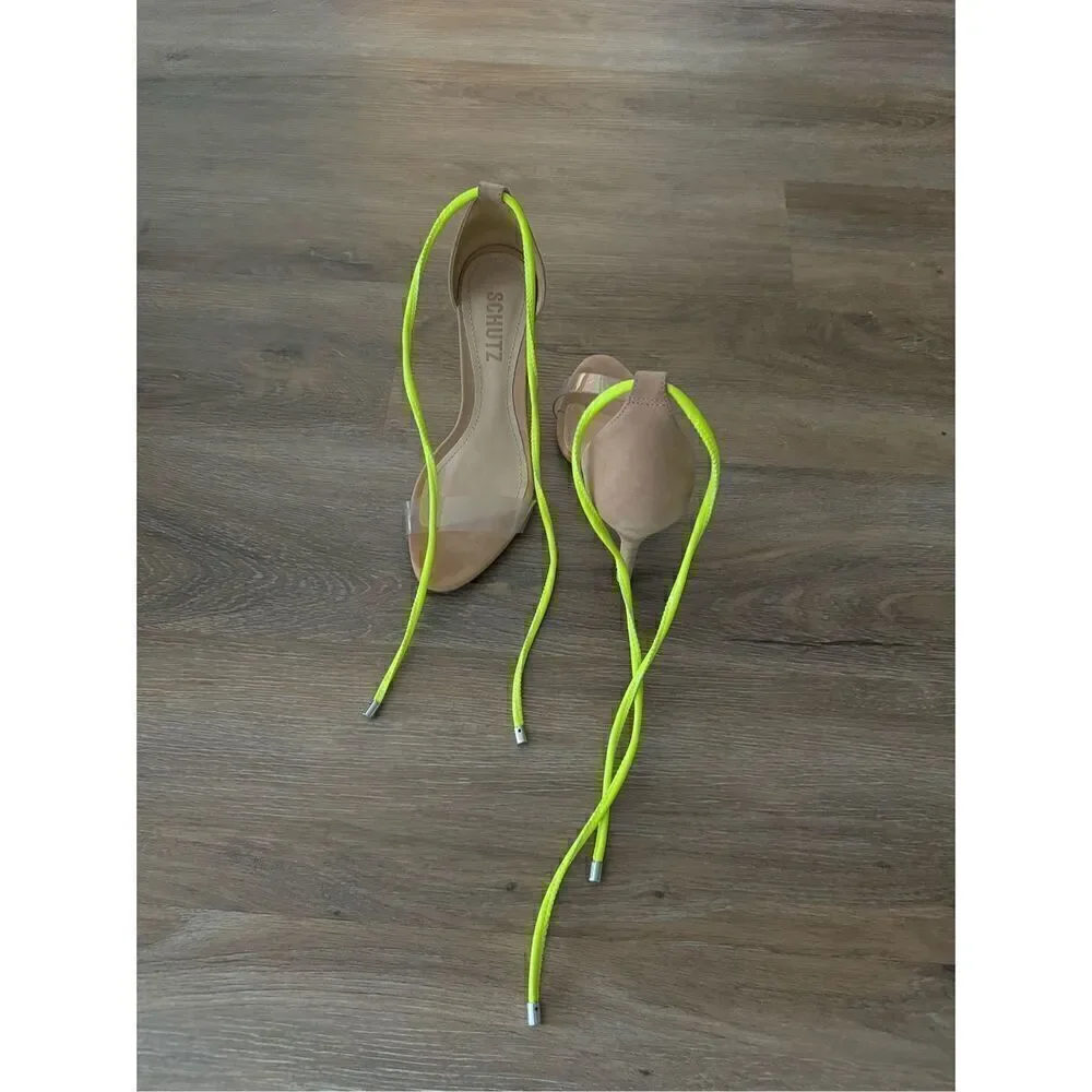 Schutz Neon Lace Up Heels